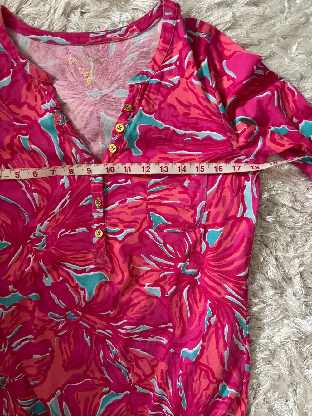 Make offer! Lilly Pulitzer Pink Red Floral Long Sleeve Shift Dress Medium - Picture 5 of 7